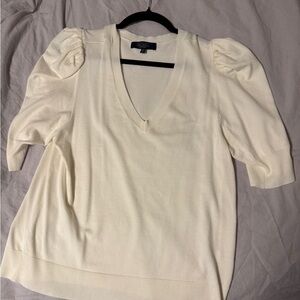 Rachel Roy Cream V-Neck Puff Sleeve Top